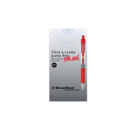 PENNA SFERA SCATTO INK GEL ROSSO 0.7MM Fine STARLINE - Conf da 12 pz.