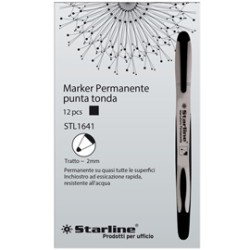 Marcatore permanente punta tonda 2mm nero Starline - Conf da 12 pz.