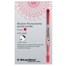 Marcatore permanente punta tonda 2mm rosso Starline - Conf da 12 pz.