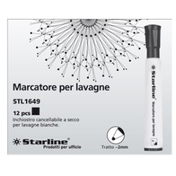 Marcatore per lavagne punta tonda 2mm nero Starline - Conf da 12 pz.