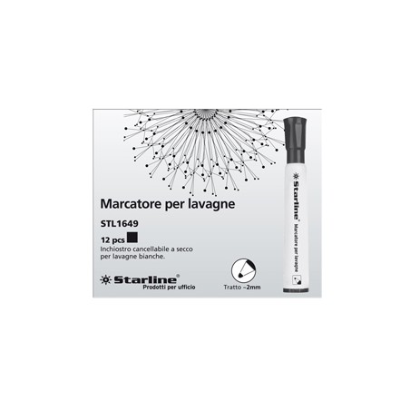 Marcatore per lavagne punta tonda 2mm nero Starline - Conf da 12 pz.