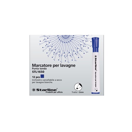 Marcatore per lavagne punta tonda 2mm blu Starline - Conf da 12 pz.