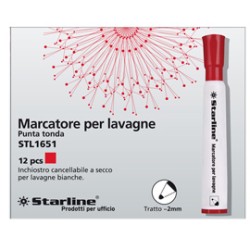 Marcatore per lavagne punta tonda 2mm rosso Starline - Conf da 12 pz.