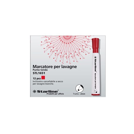 Marcatore per lavagne punta tonda 2mm rosso Starline - Conf da 12 pz.