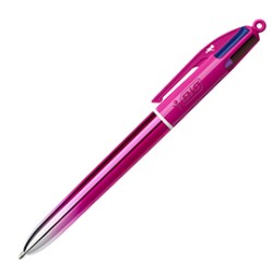 Scatola 12 penna sfera a scatto 4 Colori Smooth fusto rosa 1.0mm BIC