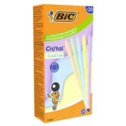 Scatola 20 penna sfera Cristal Pastel colori assortiti 1.0mm BIC