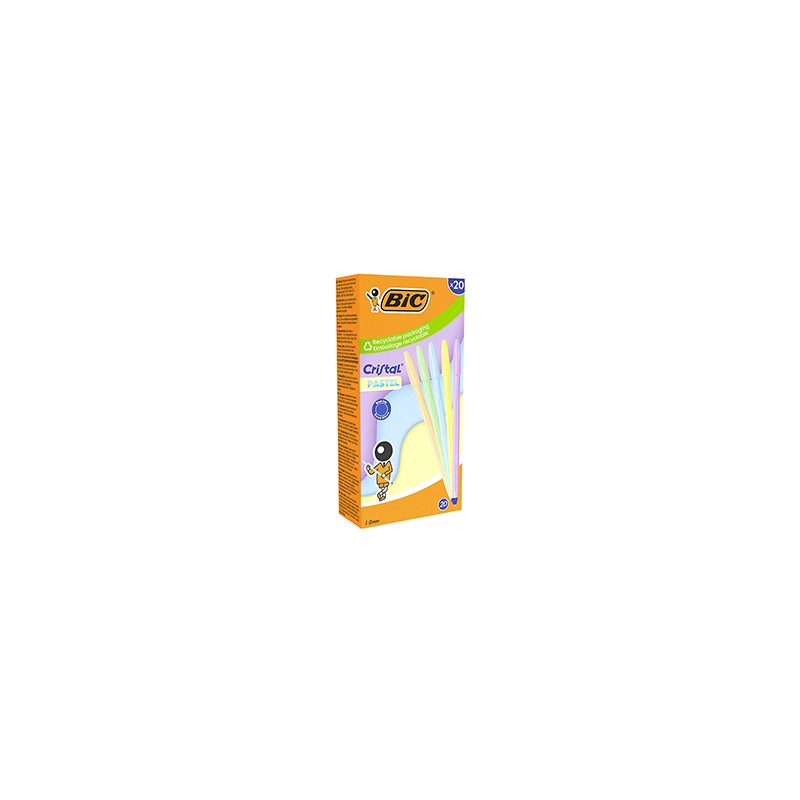 Scatola 20 penna sfera Cristal Pastel colori assortiti 1.0mm BIC