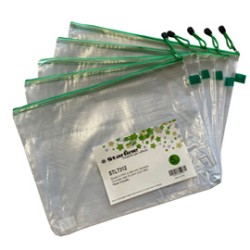 Busta in PVC a rete B4-31,2x41,2cm con cerniera verde - Conf da 5 pz.