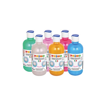 Box 6 tempera colori perlati 500ml colori assortiti PRIMO
