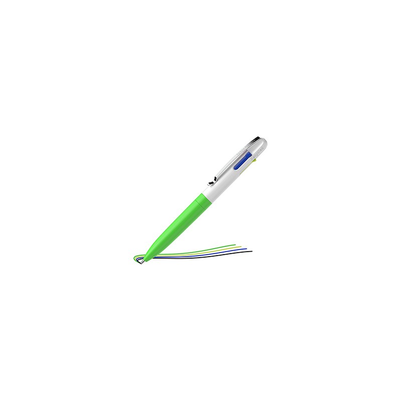 Penna a sfera Take 4 a quattro colori punta M fusto verde fluo Schneider - Conf da 10 pz.