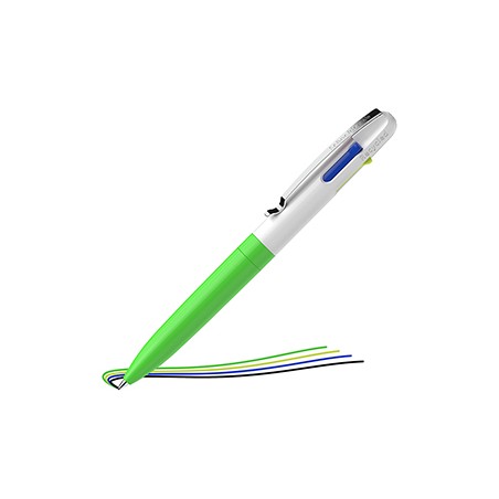 Penna a sfera Take 4 a quattro colori punta M fusto verde fluo Schneider - Conf da 10 pz.