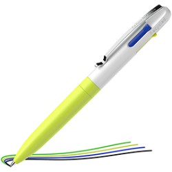 Penna a sfera Take 4 a quattro colori punta M fusto giallo fluo Schneider - Conf da 10 pz.