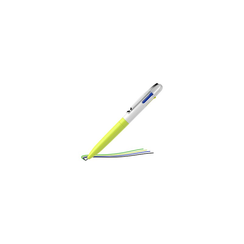 Penna a sfera Take 4 a quattro colori punta M fusto giallo fluo Schneider - Conf da 10 pz.