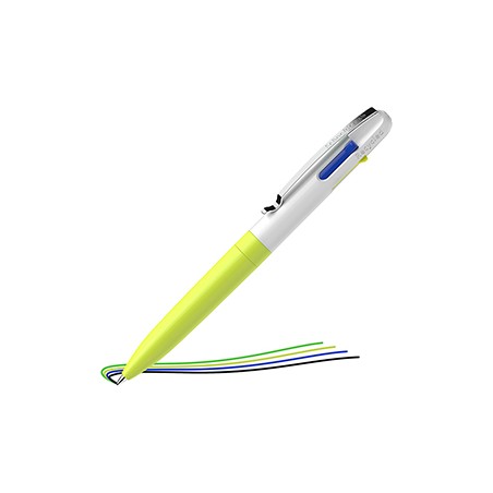 Penna a sfera Take 4 a quattro colori punta M fusto giallo fluo Schneider - Conf da 10 pz.