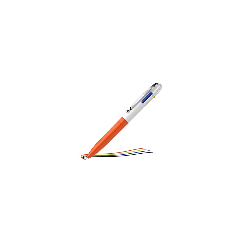 Penna a sfera Take 4 a quattro colori punta M fusto arancione fluo Schneider - Conf da 10 pz.