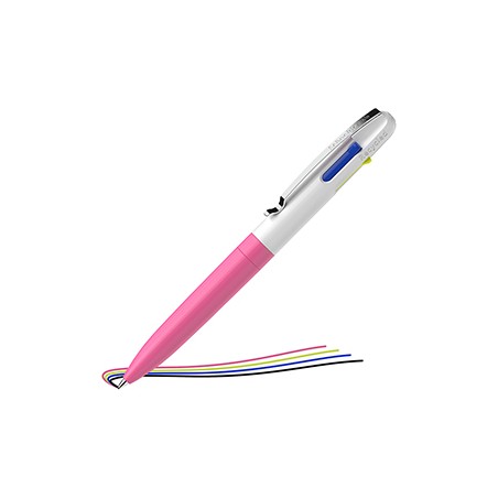 Penna a sfera Take 4 a quattro colori punta M fusto rosa fluo Schneider - Conf da 10 pz.