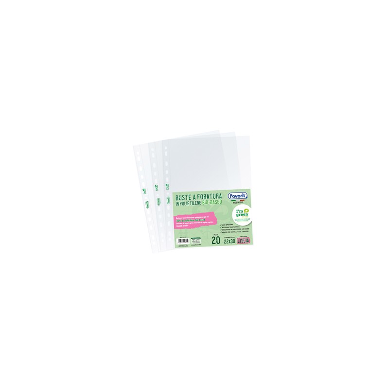 Conf 20 buste forate22X30 PE Im green Bio-Based liscio superior Favorit