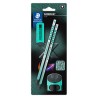 Set 2 matite HB/temperamatite/gomma Norix turchese Staedtler