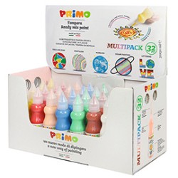 Box 32pz tempera a base dacqua flacone 50ml colori assortiti Primo