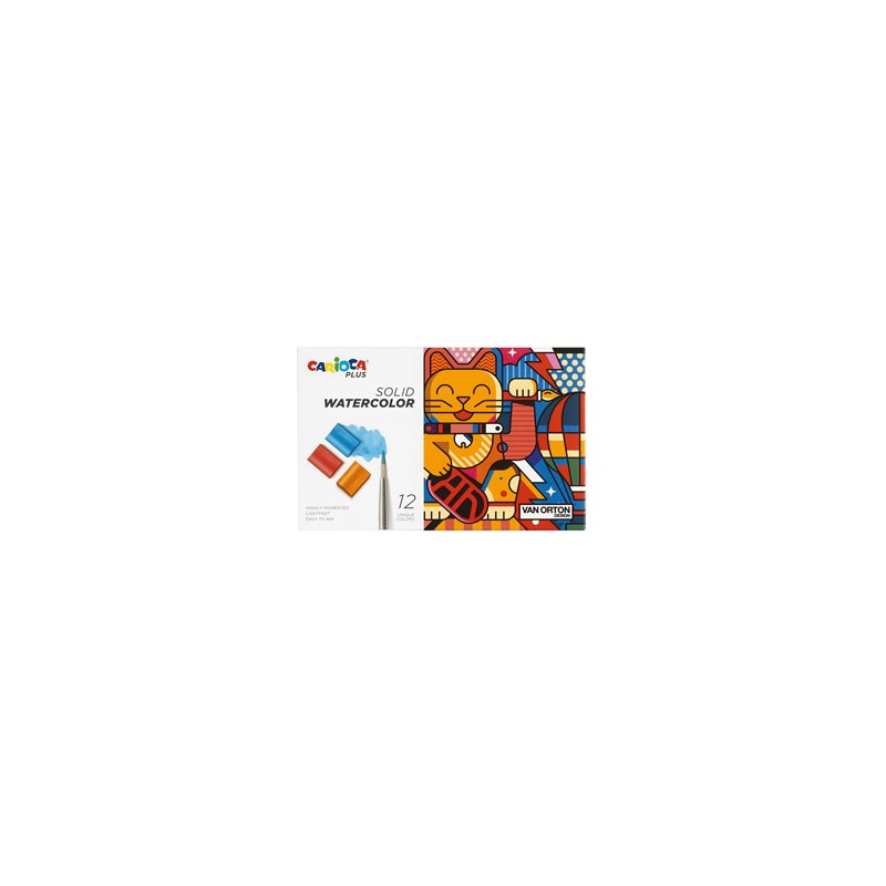 Astuccio 12 pastiglie acquerelli colori assortiti Carioca Plus
