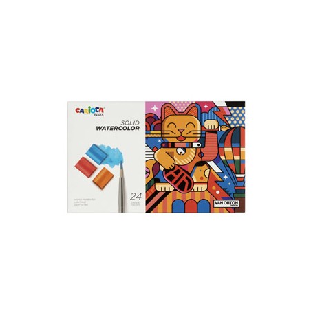 Astuccio 24 pastiglie acquerelli colori assortiti Carioca Plus